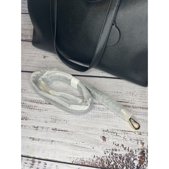 Michael Kors Houston Double Zip Crossgrain Leather Satchel NWOT Black Gold Color - Picture 14 of 16